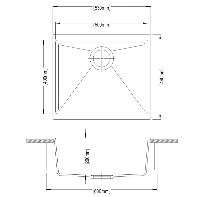 530x460x220mm White Granite Single Bowl Kitchen Sink
