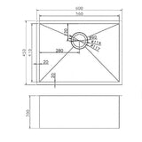 600x450x300mm Gunmetal Stainless Steel PVD Single Bowl Kitchen Sink