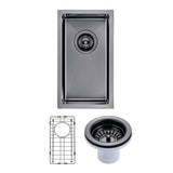 250x450x215mm Gunmetal Stainless Steel PVD Single Bowl Kitchen Sink