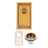 250x450x215mm Brushed Brass Stainless Steel PVD Single Bowl Kitchen Sink