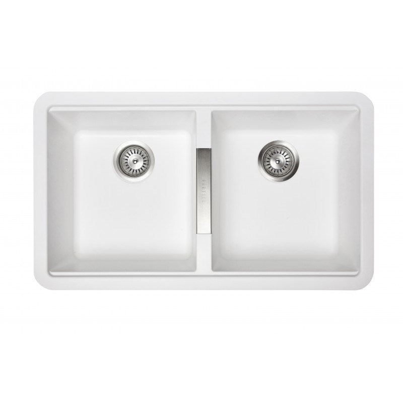 824x481x241mm White Granite Double Bowl Kitchen Sink