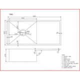 960x450x230mm Chrome Stainless Steel Single Bowl Kitchen Sink