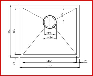 510x450x230mm Chrome Stainless Steel Single Bowl Kitchen Sink