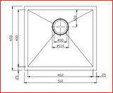 510x450x230mm Chrome Stainless Steel Single Bowl Kitchen Sink