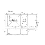 1160x460x230mm Chrome Stainless Steel 1 & 1/2 Bowl Kitchen Sink