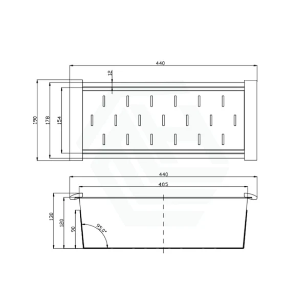 440x190x130mm Brushed Brass Stainless Kitchen Sink Colander
