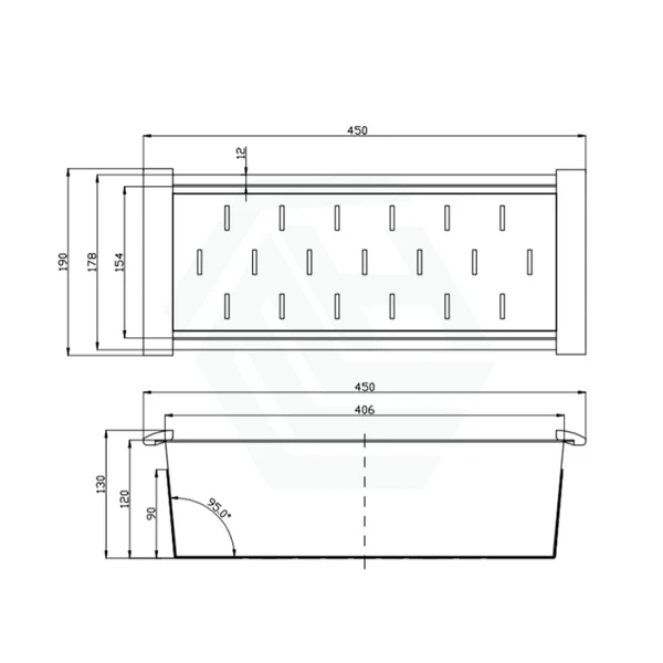 450x190x130mm Gunmetal Stainless Kitchen Sink Colander