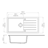 1000x500mm Black Granite Single Bowl Kitchen Sink