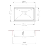 680x500x220mm White Granite Single Bowl Kitchen Sink