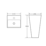 Zento 51 Freestanding Rectangular Pedestal Basin