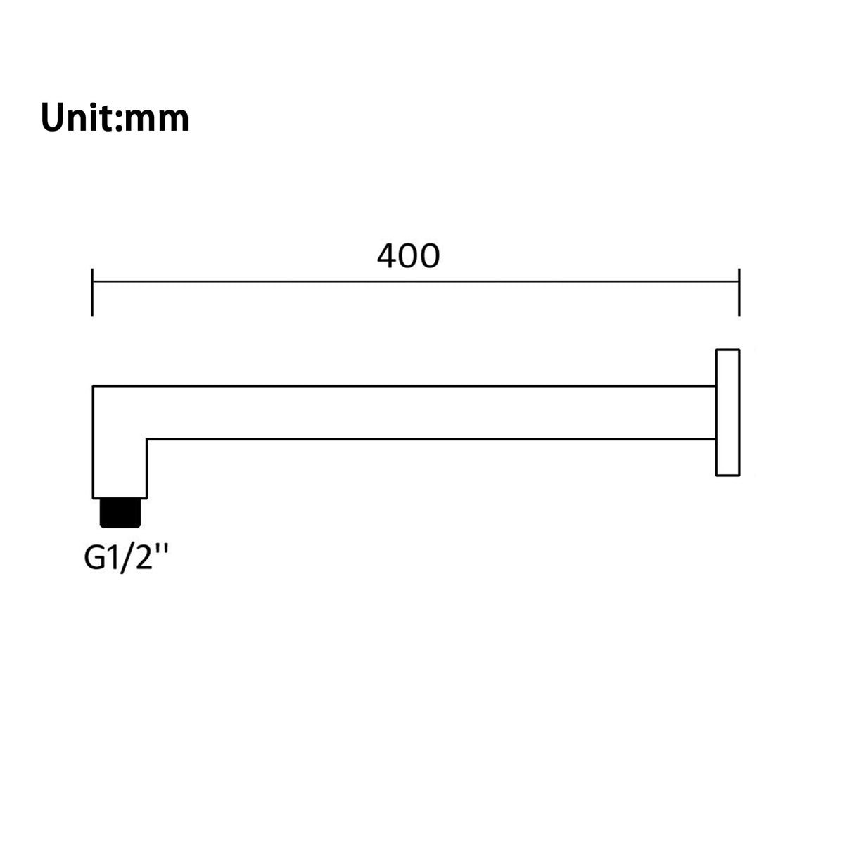 400mm Chrome Wall Shower Arm