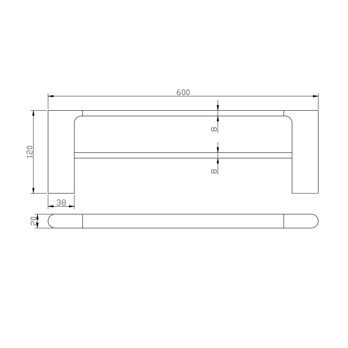 VOG - 600mm Chrome Double Towel Rail