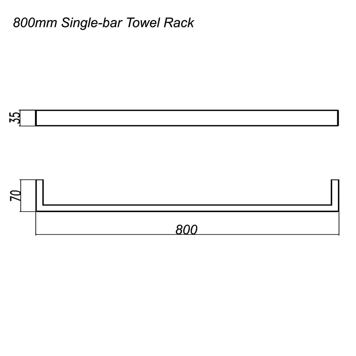 IVANO - 800mm Chrome Single Towel Rail