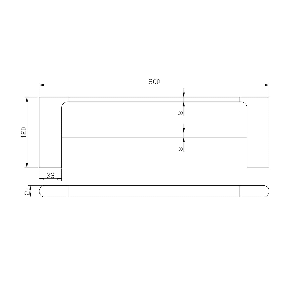 VOG - 800mm Chrome Double Towel Rail