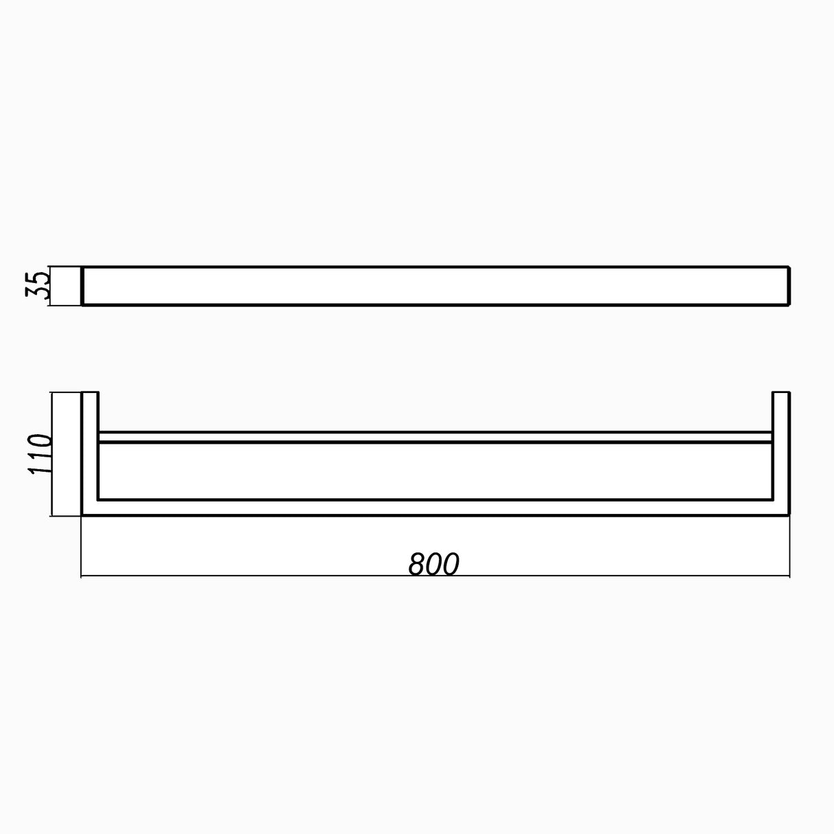 IVANO - 800mm Chrome Double Towel Rail