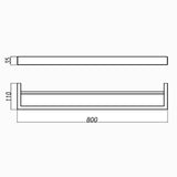 IVANO - 800mm Chrome Double Towel Rail