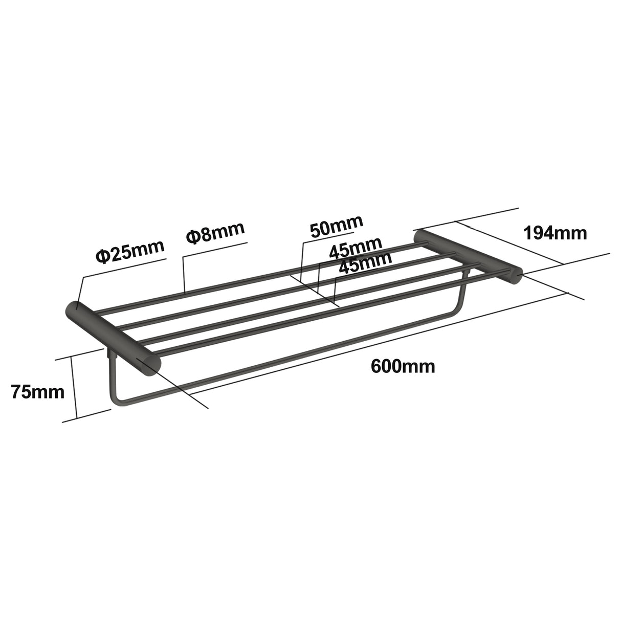 Gunmetal Shower Shelf