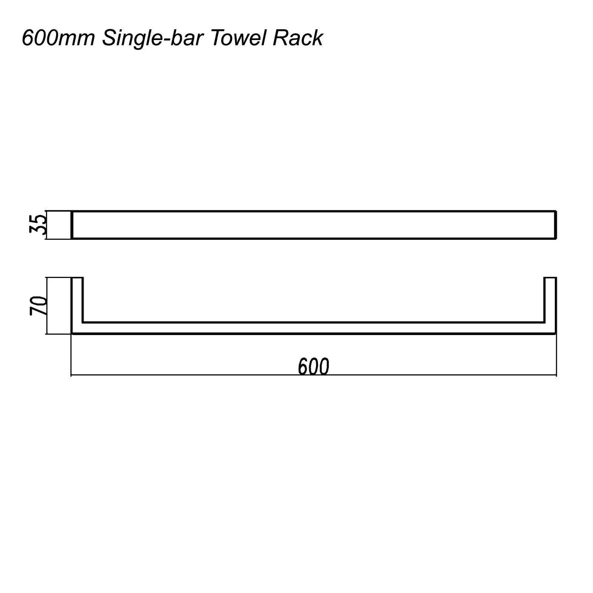 IVANO - 600mm Chrome Single Towel Rail