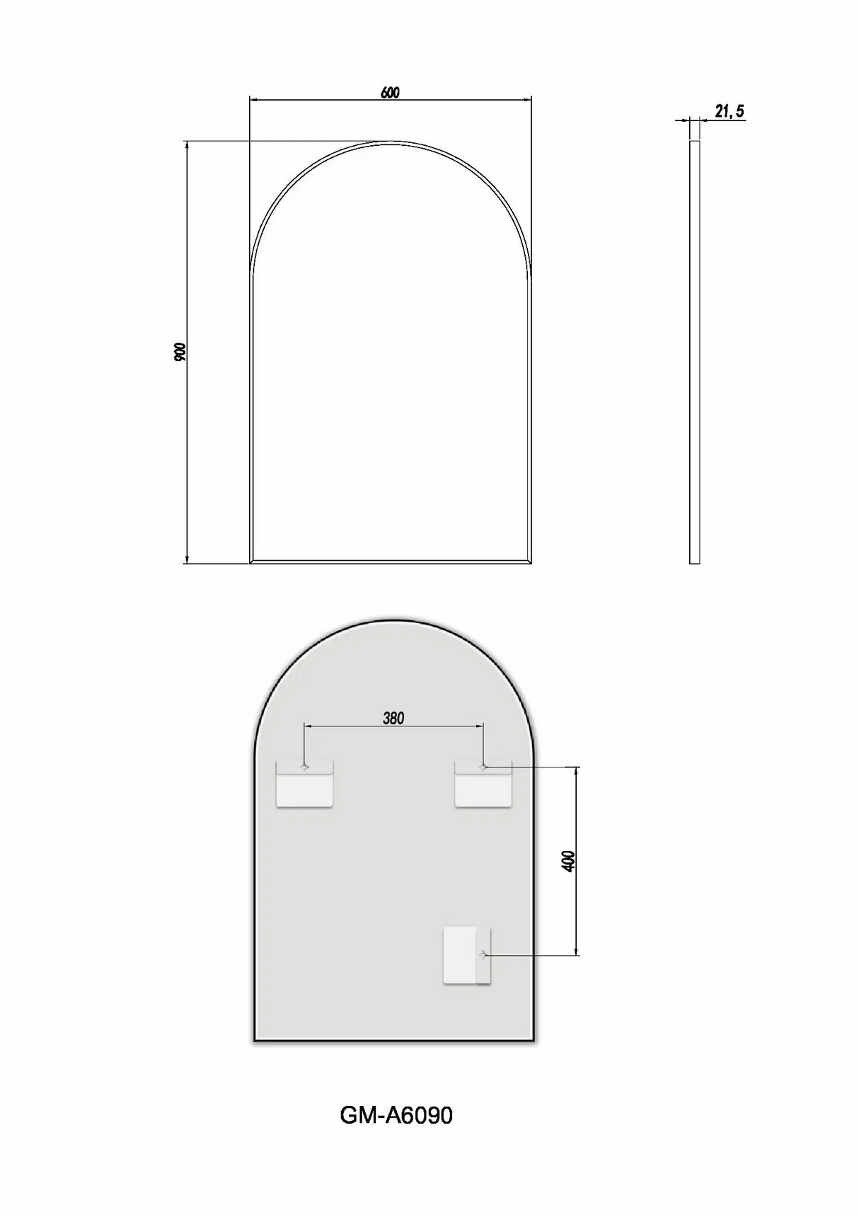 600x900x21.5mm Gunmetal Framed Mirror