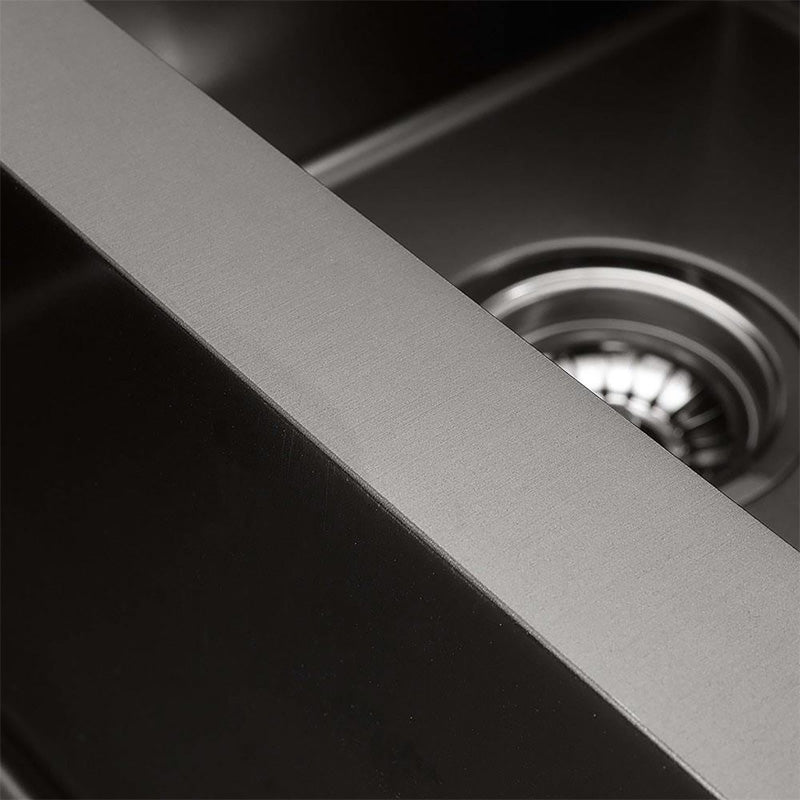 440x440x205mm Dark Grey Stainless Steel Single Bowl Kitchen Sink