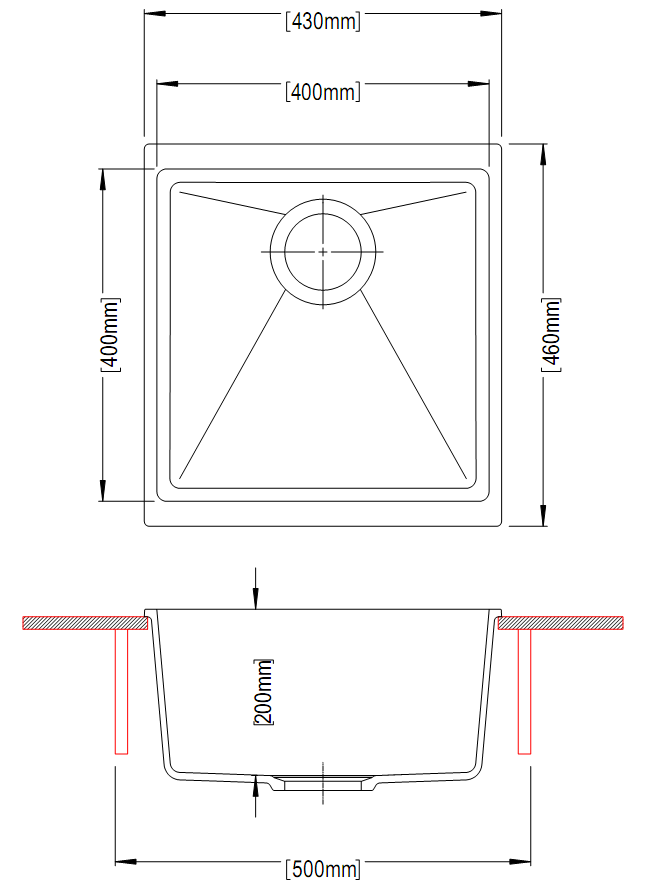 430x460x200mm White Granite Single Bowl Kitchen Sink